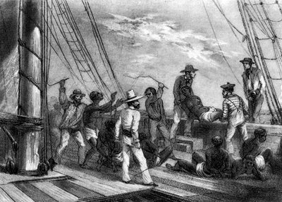 Slaves being moved to the coast of Africa destined for St. Domingue, 1786.