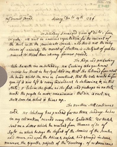 This Is A Letter From Abigail Adams To John Adams December 14 1796
