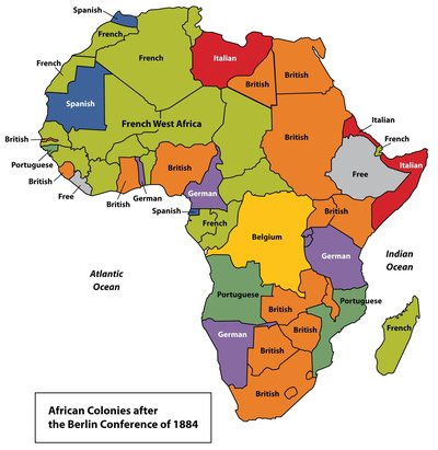 This is a map of Africa after the Treaty of Berlin went into action