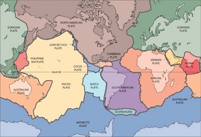 The image here shows all the tectonic plates in the world.