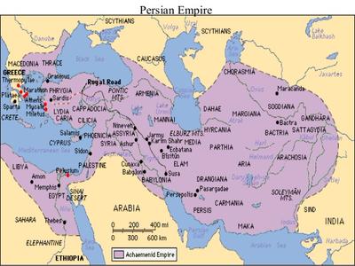 A map of the Persian empire before trying to invade Oman.