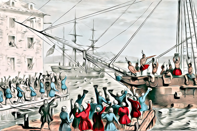 Digital sketch of the Boston Tea Party drawn by me using images from ...