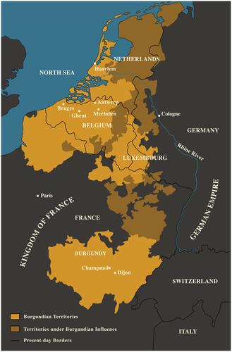 Map of the locations of the Northern Renaissance