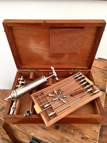 These are the vintage tools they used for blood transfusion in 1818.