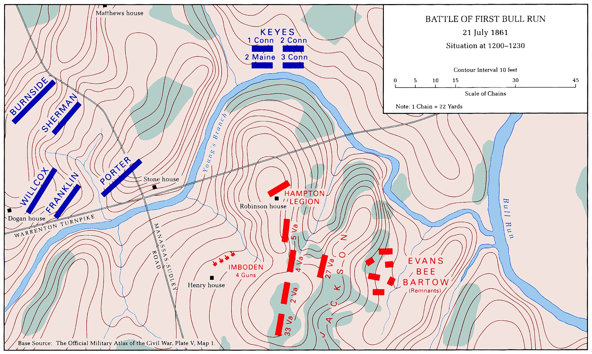 The Battle of Bull Run, situation at 12:00-12:30 (US Army Center of