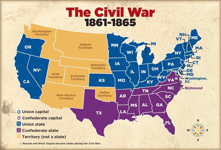 Map Of The United States During The Civil War 1861 Sutori