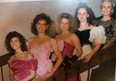 Dresses in 1988 had puffy shoulder sleeves and some girls wore gloves.
