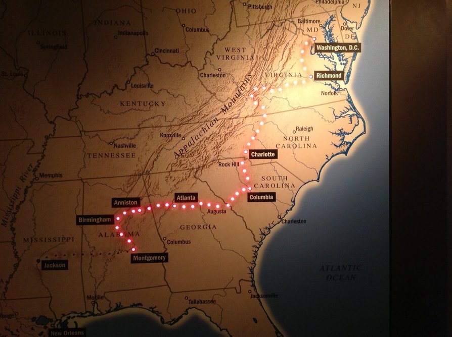 This is the route the Freedom Riders took. Their adventure was threw ...