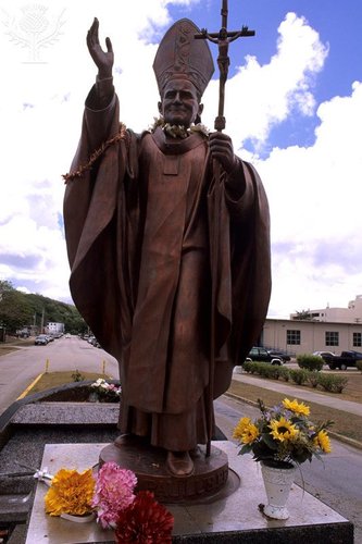 This is an image of a statue of Pope John Paul, this statue is for ...