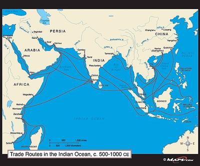 Here are the trade routes that the people in Ancient India used to ...