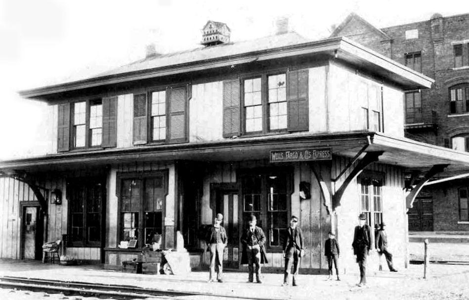 The original railroad station, built circa 1885. Collection of the