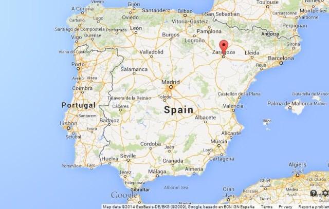 A map of Spain which contains the names of all of the surrounding ...