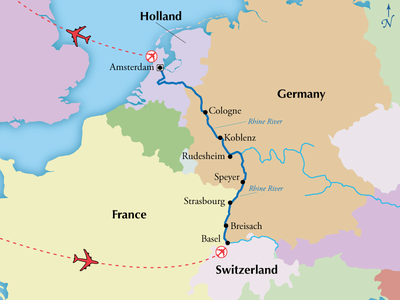 This is a map that shows the Rhine River. As you can see, it makes up ...