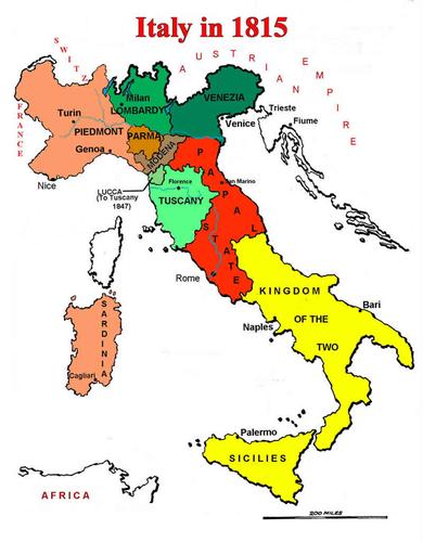 After the Congress of Vienna(1815), the land of Italy was still divided.