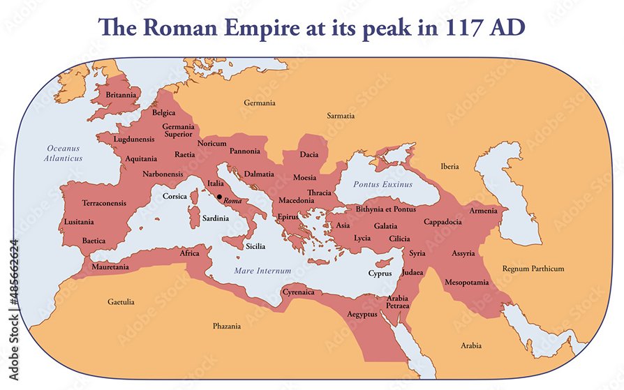 Map of Roman Empire at its peak