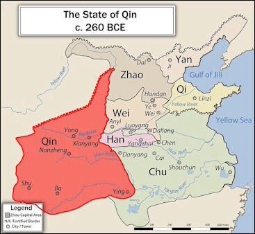 Map Of Qin Dynasty Region