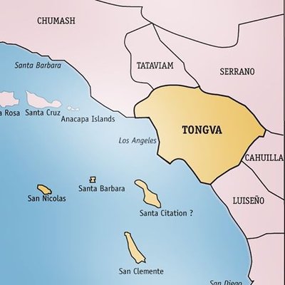 2500 BCE: First Tongva arrivals out of the Great Basin area of southern 