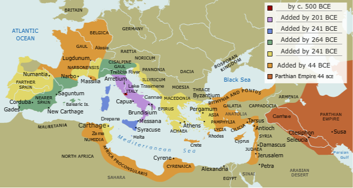 Roman Conquest Timeline Map This Map Shows The Final Amount Of Land The Roman... | Sutori