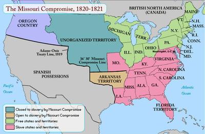 This map represents the slave states and the free states. It also shows ...