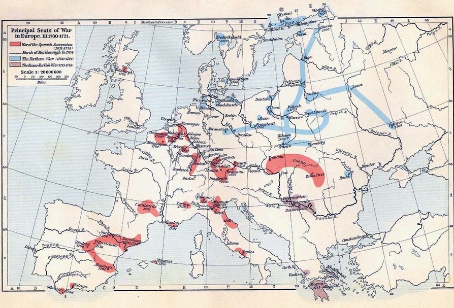 Война за испанское наследство карта