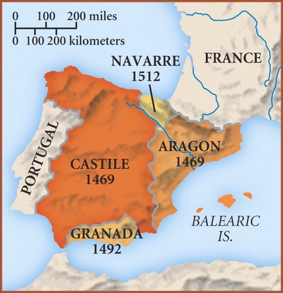 Aragon and Castile prior to uniting in 1469