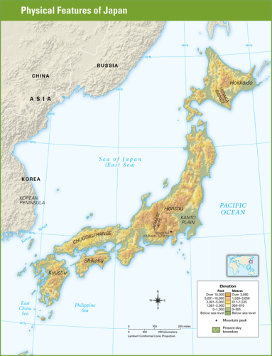 Japan Physical Features Map - Japan Physical Map / Japanese physical ...