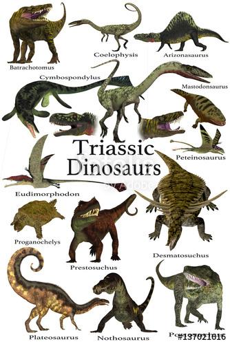 Phanerozoic eon, Mesozoic era, Triassic Period 251 MYA. Dinosaurs and ...