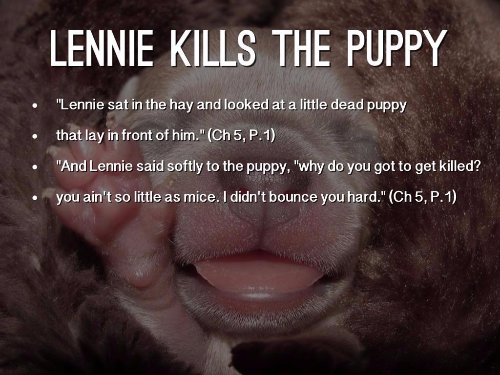 why does lennie get angry at the puppy