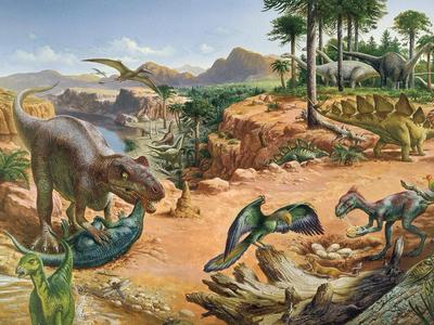 Phanerozoic Eon, Mesozoic Era, and Jurassic Period 199 MYA. Dinosaur ...