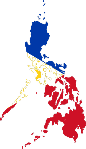 Flag and the map of the Philippines.