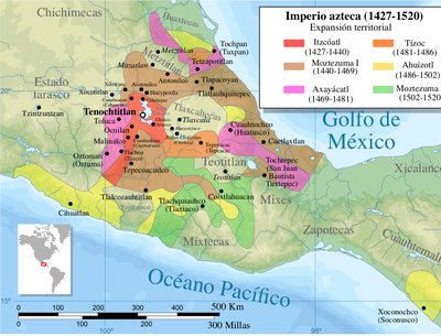 Map showing Méxica conquest from 1427-1519