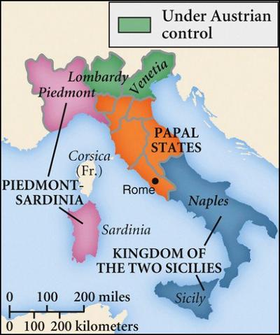 unification of italy map before and after