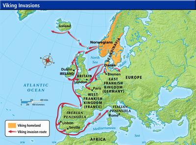 map of the viking invasion of europe