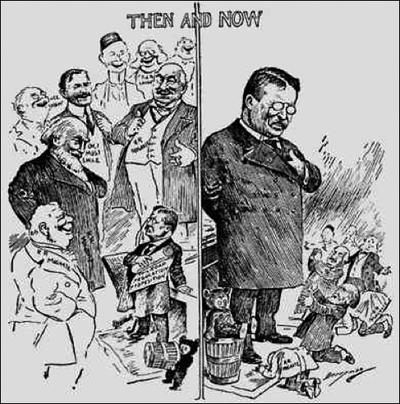 A political cartoon of the Square Deal by Teddy Roosevelt, proving the ...