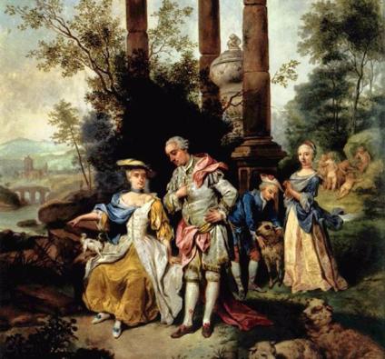 La familia Goethe Johann Wolfgang a sus 14 años junto con su hermana