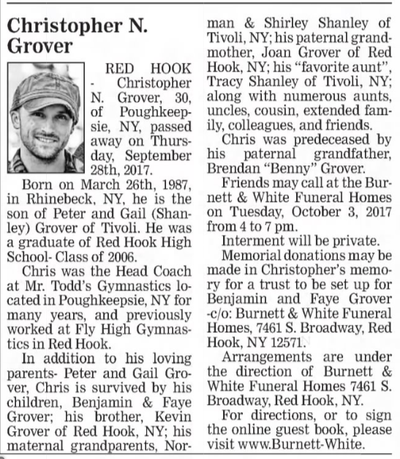 Christopher Grover's obituary