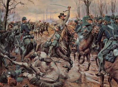 Nathan charging into the Federal forces.