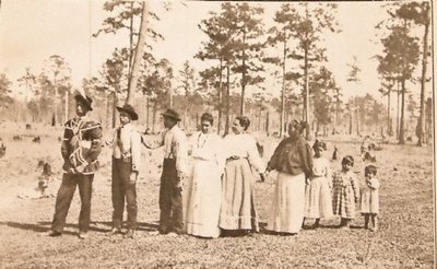 The beginning of a Chickasaw dance in 1909 during the Green Corn festival.