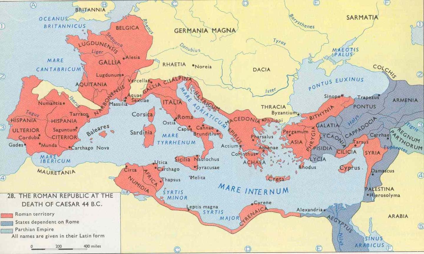 Map Of The Roman Republic In 44 BC historyvault ie 