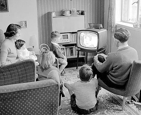 A family watching television together