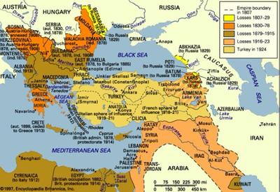 This picture depicts the decline in the land the empire had a obtained ...