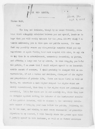 A powerful and beautifully constructed letter Fredrick Douglass wrote ...
