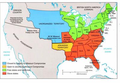 A map of what states were free states and those who weren't