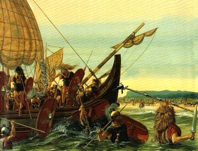 350: Anglo-saxons Raid English Shores And Are Beaten Back By The Romans.