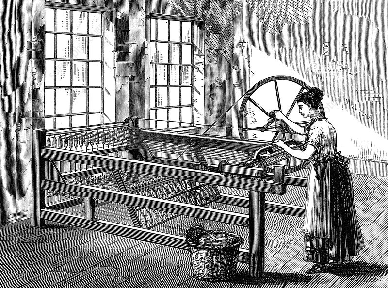 Woman using a Spinning Jenny ( 1880)
