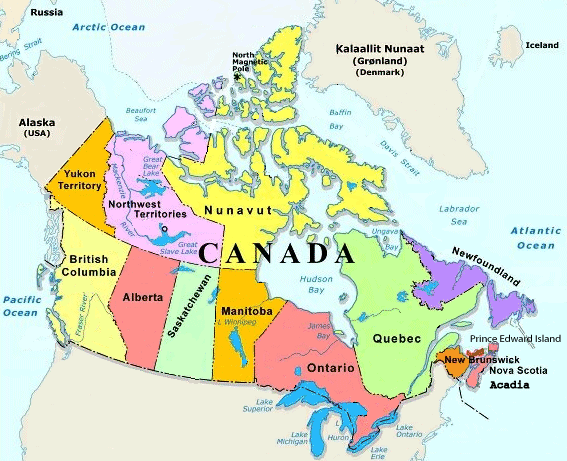 Part canada. Территория Канады на карте. Провинции и территории Канады на карте. 3 Территории Канады на карте. Штаты Канады на карте.