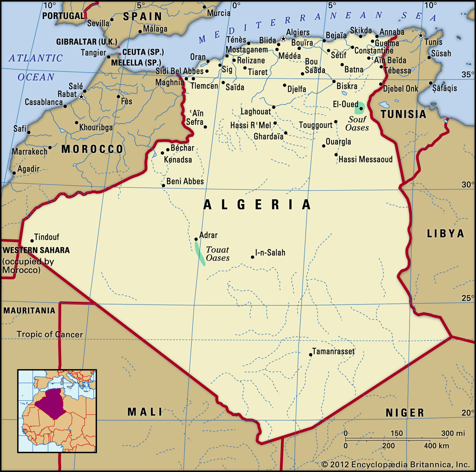 Algeria Map Boundaries Cities Locator  