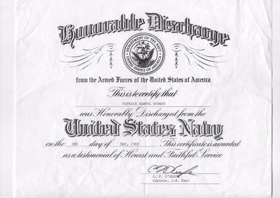 US Navy, Honourable Discharge 1985