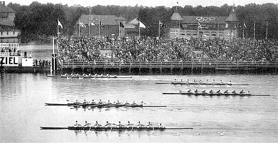 The University of Washington Crew (Farthest lane) at the 1936 Olympics ...