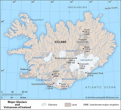 Figure 1: Map of Iceland(Encyclopædia Britannica, 2010)